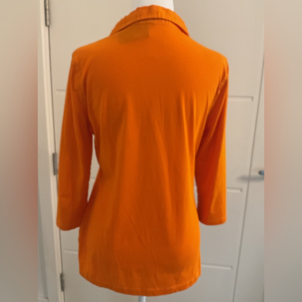 Ralph Lauren Vibrant Orange Collared Tunic with three-quarter sleeves. - Picture 4 of 7